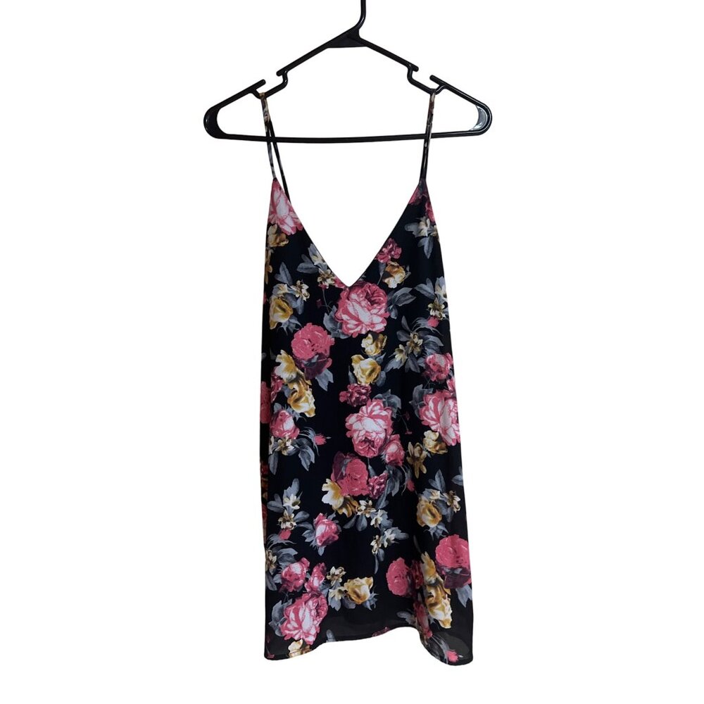 Blue Blush Floral Summer Dress With Spaghetti Straps & V-Neck